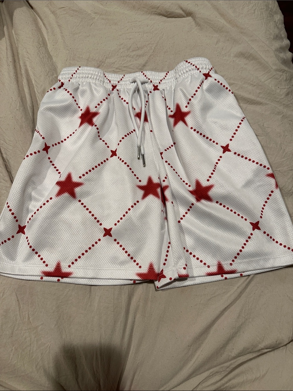 Drip Kids White & Red Star Print Athletic Shorts